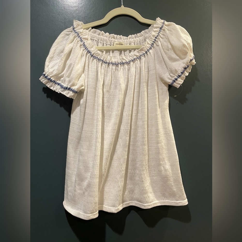 White Puff Sleeve Top